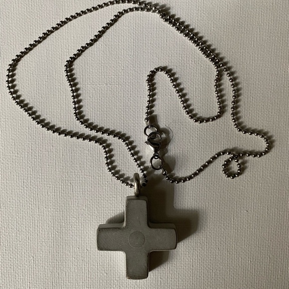 artfulsoul Jewelry - New Art Handmade concrete and stainless steel cross necklace. Minimalist unisex.